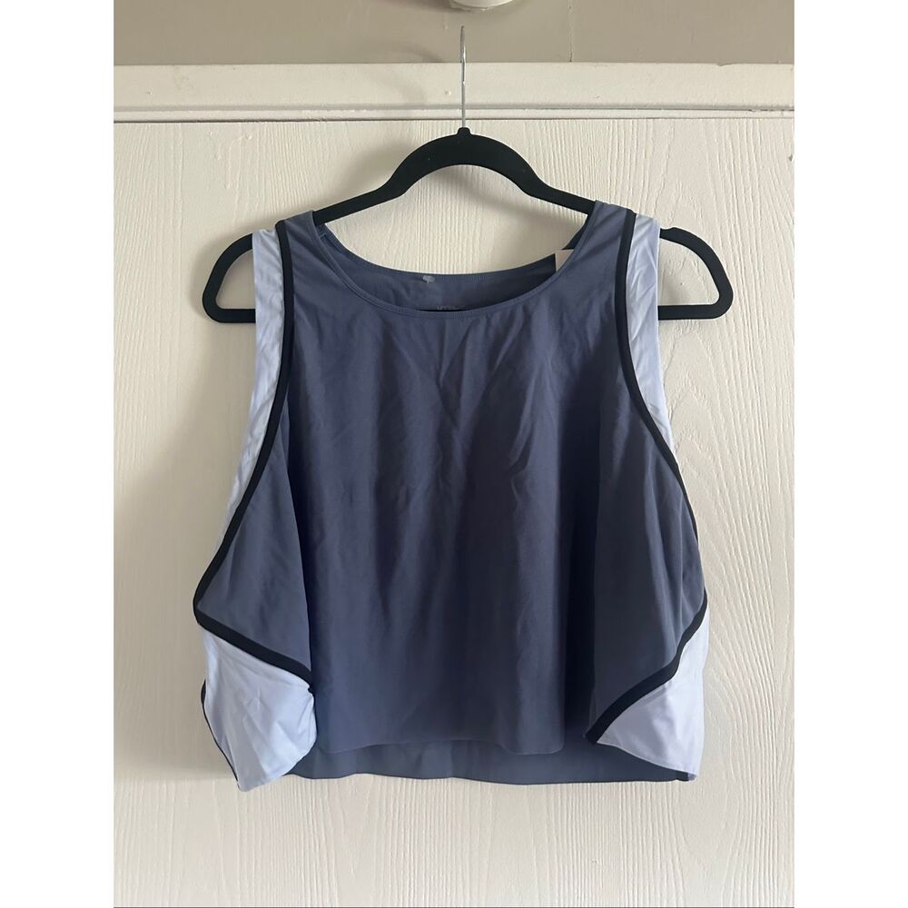 NIKE Womens Yoga Dri-fit Luxe Cropped Tank Top Blue Training 1X